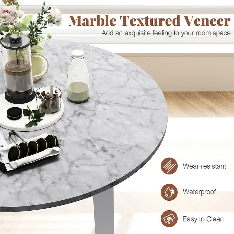 Tavolo da pranzo rotondo da 35" – Marrone, Bianco o Nero, Design moderno e compatto