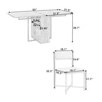 Set Tavolo da Pranzo Estensibile 5 Pezzi per 4 Persone – Tavolo Pieghevole da 80 a 160 cm, Sedie in Ecopelle, Salvaspazio