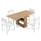 Set Tavolo da Pranzo Estensibile 5 Pezzi per 4 Persone – Tavolo Pieghevole da 80 a 160 cm, Sedie in Ecopelle, Salvaspazio