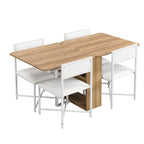 Set Tavolo da Pranzo Estensibile 5 Pezzi per 4 Persone – Tavolo Pieghevole da 80 a 160 cm, Sedie in Ecopelle, Salvaspazio