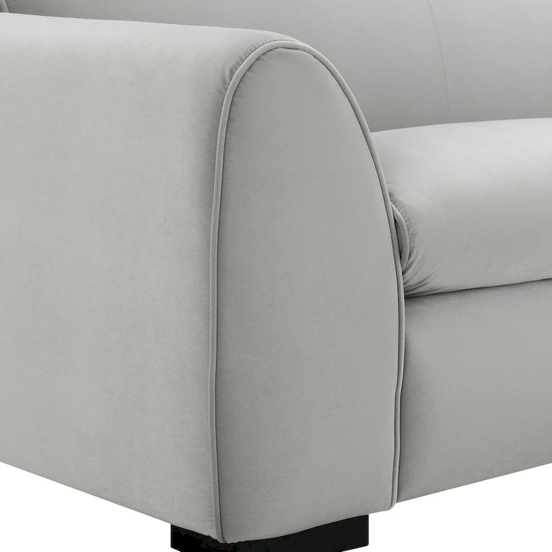 Divano moderno a panca con tessuto certificato OEKO-TEX, divano da salotto di metà secolo