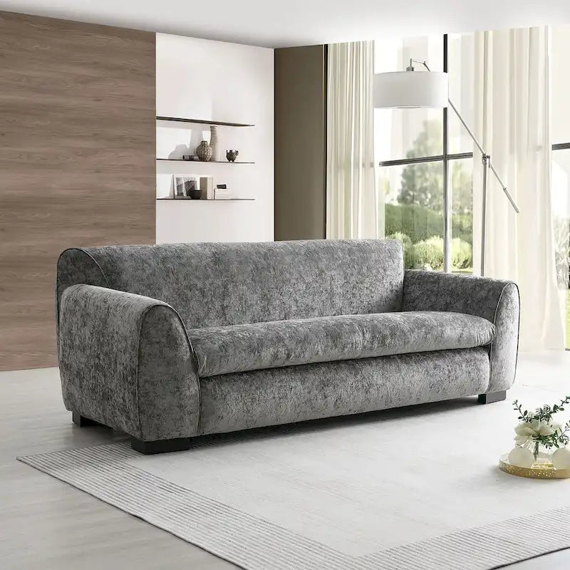 Divano moderno a panca con tessuto certificato OEKO-TEX, divano da salotto di metà secolo