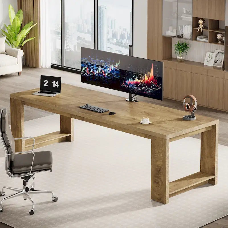 Scrivania per 2 persone, scrivania extra lunga da 86", postazione di lavoro doppia per computer