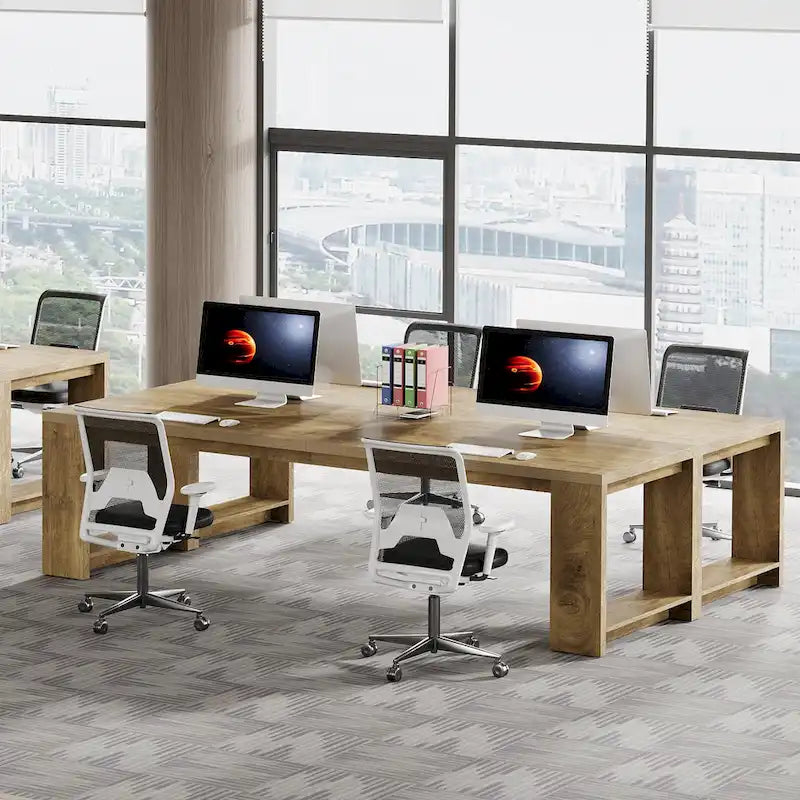 Scrivania per 2 persone, scrivania extra lunga da 86", postazione di lavoro doppia per computer