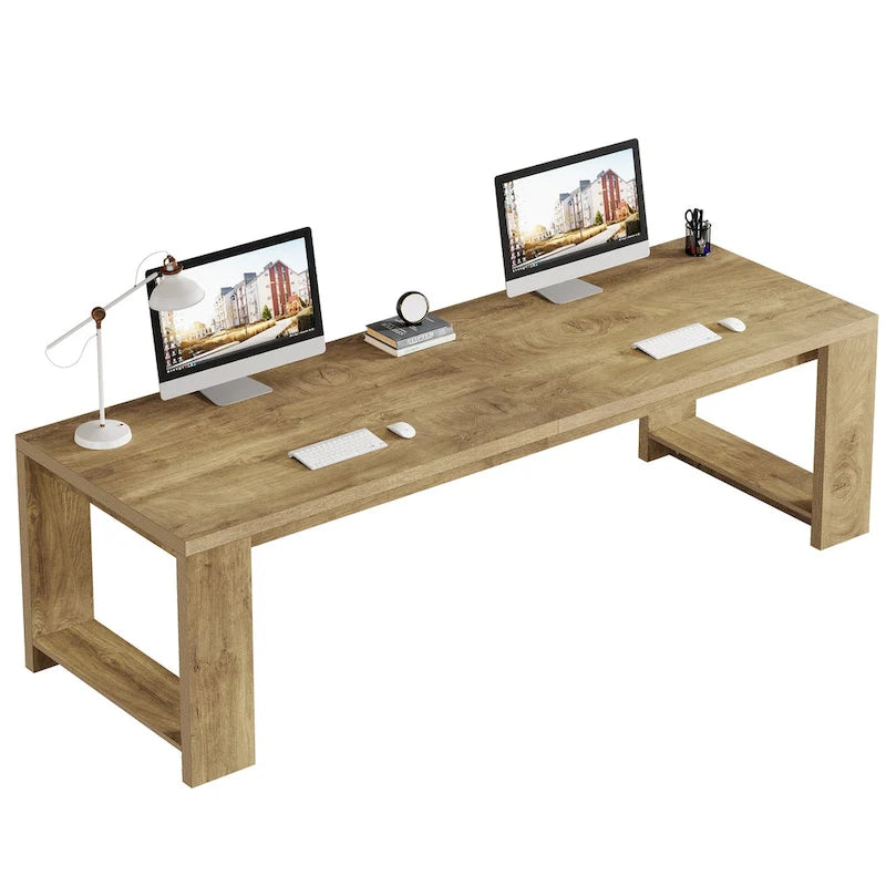 Scrivania per 2 persone, scrivania extra lunga da 86", postazione di lavoro doppia per computer
