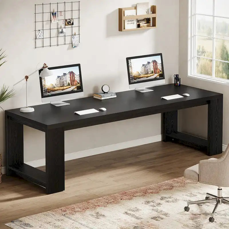 Scrivania per 2 persone, scrivania extra lunga da 86", postazione di lavoro doppia per computer