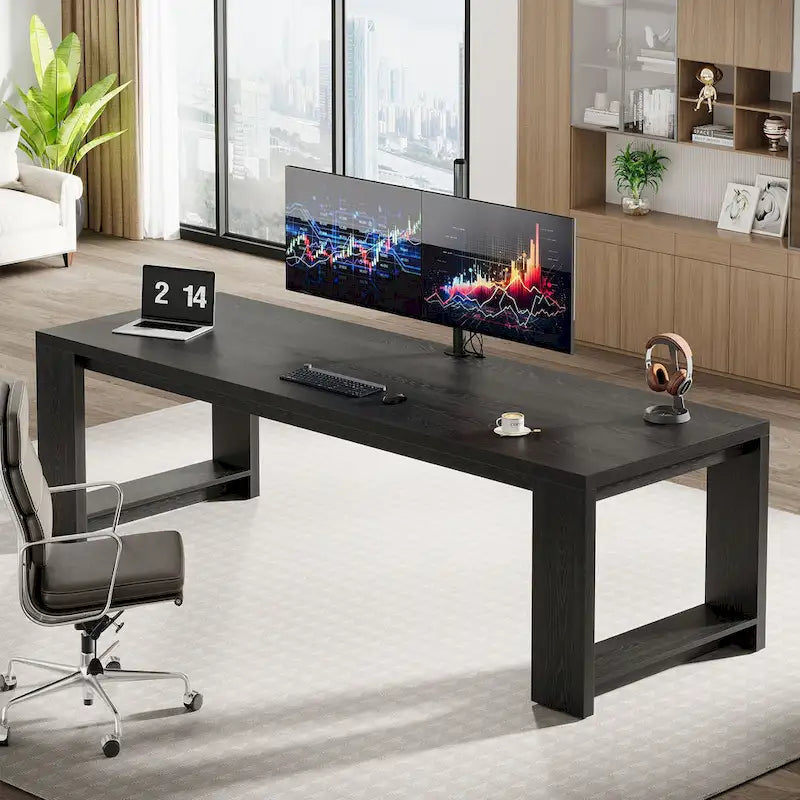 Scrivania per 2 persone, scrivania extra lunga da 86", postazione di lavoro doppia per computer