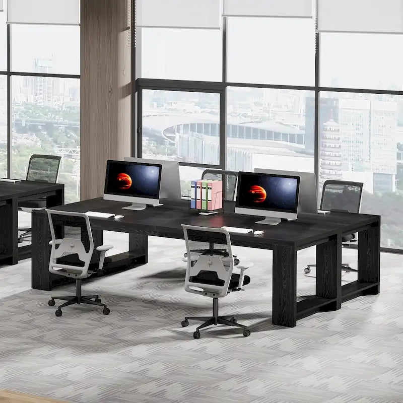 Scrivania per 2 persone, scrivania extra lunga da 86", postazione di lavoro doppia per computer