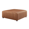 Pouf/tavolino quadrato in similpelle, poggiapiedi rivestito a capitonné con gambe in legno per soggiorno