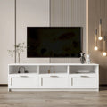 Mobile TV Moderno Minimalista Bianco con Tre Cassetti e Vano a Giorno