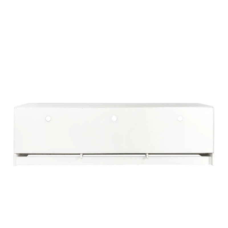 Mobile TV Moderno Minimalista Bianco con Tre Cassetti e Vano a Giorno