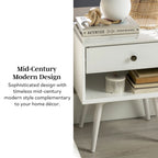 Comodino in legno massello con 1 cassetto in stile Mid-Century – 6 colori, tavolino da camera da letto
