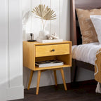 Comodino in legno massello con 1 cassetto in stile Mid-Century – 6 colori, tavolino da camera da letto