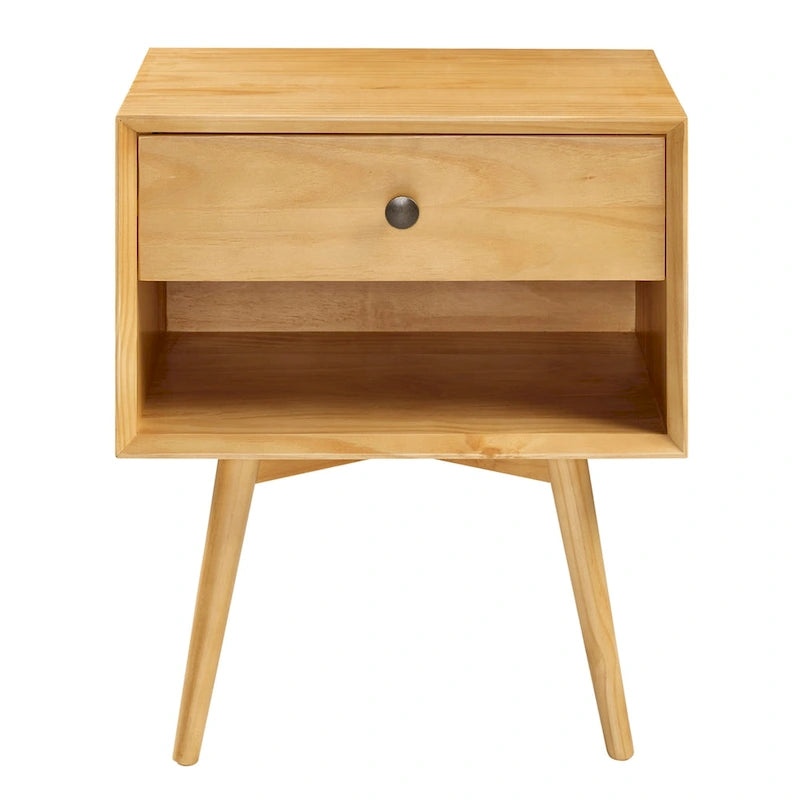 Comodino in legno massello con 1 cassetto in stile Mid-Century – 6 colori, tavolino da camera da letto