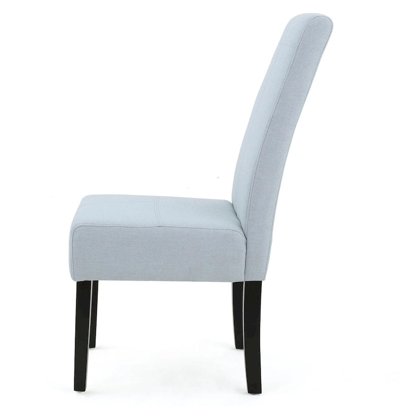 Sedia da pranzo contemporanea con tappezzeria a punto T e gambe in legno massello