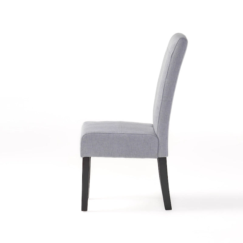Sedia da pranzo contemporanea con tappezzeria a punto T e gambe in legno massello