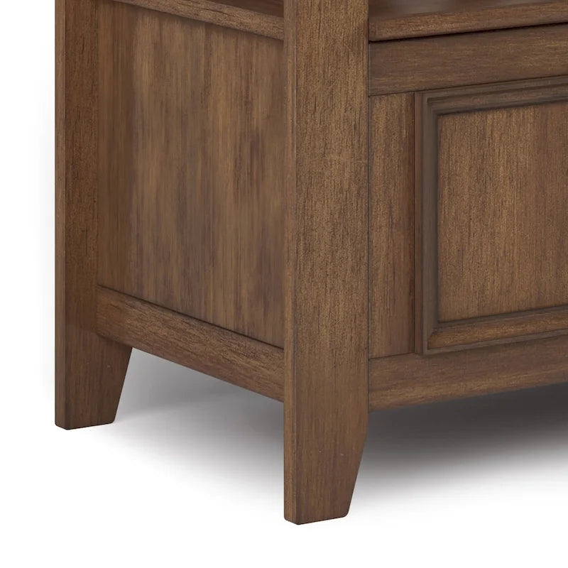 Panca Contenitore da Ingresso Transizionale in Legno Massello Larga 122 cm con Coperchio Sollevabile