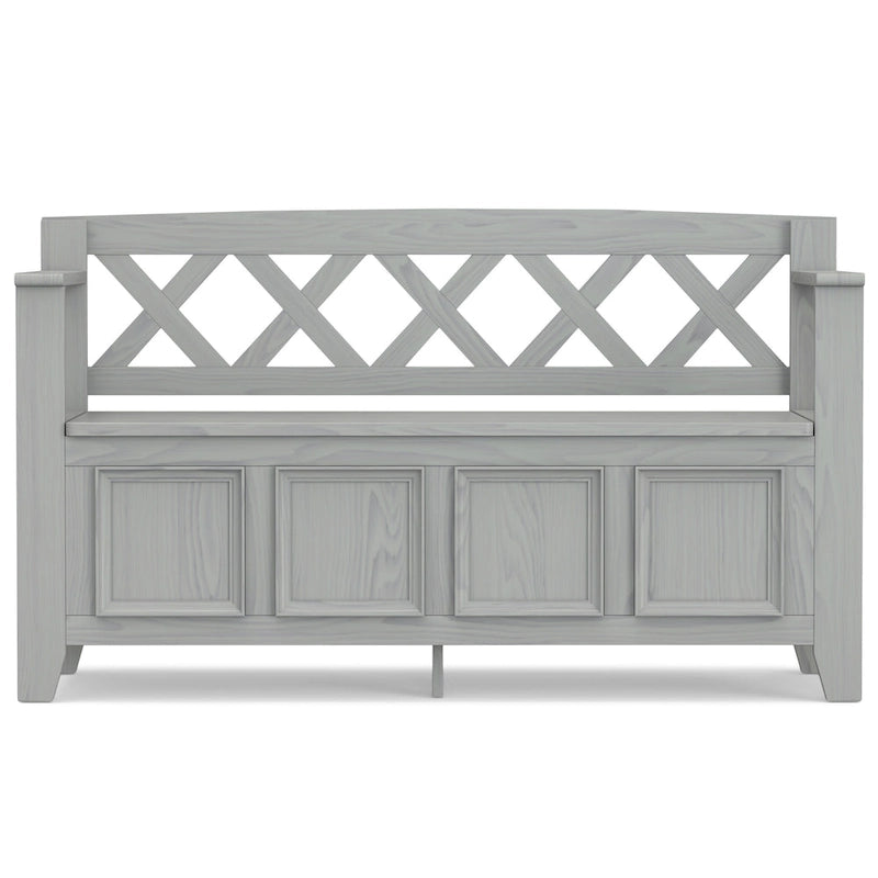 Panca Contenitore da Ingresso Transizionale in Legno Massello Larga 122 cm con Coperchio Sollevabile