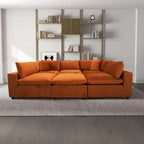 Divano componibile modulare Mid-Century Modern – Velluto Performance, Struttura in legno massello