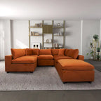 Divano componibile modulare Mid-Century Modern – Velluto Performance, Struttura in legno massello