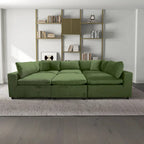 Divano componibile modulare Mid-Century Modern – Velluto Performance, Struttura in legno massello