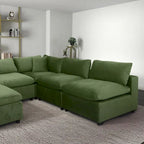 Divano componibile modulare Mid-Century Modern – Velluto Performance, Struttura in legno massello