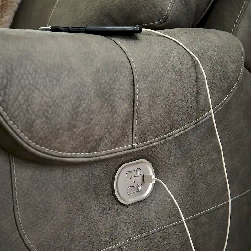 Divano letto a 3 posti reclinabile elettricamente grigio – 256,5 cm L x 106,7 cm P x 106,7 cm A, divano componibile per soggiorno