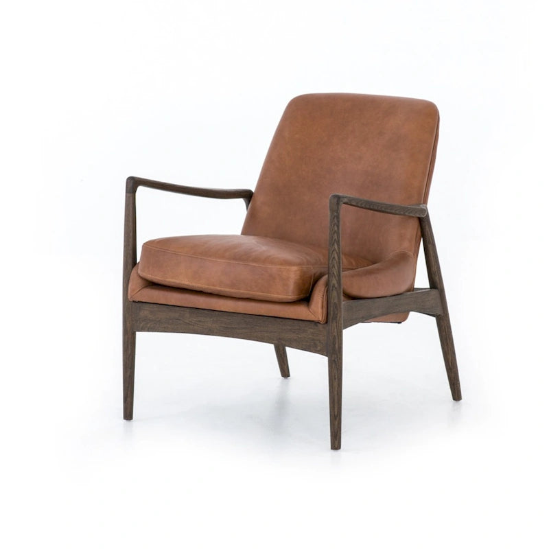 Poltrona accent imbottita, poltrona moderna da salotto con gambe in legno massiccio