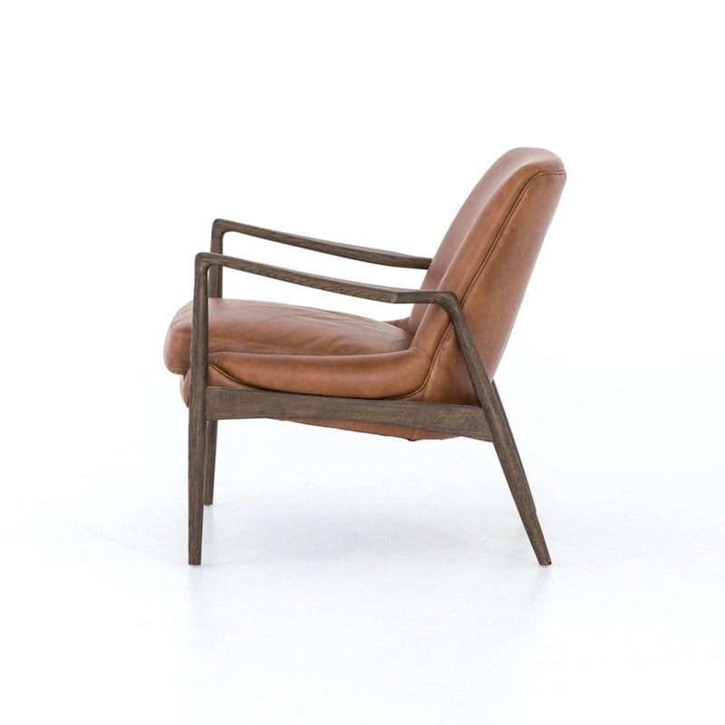 Poltrona accent imbottita, poltrona moderna da salotto con gambe in legno massiccio