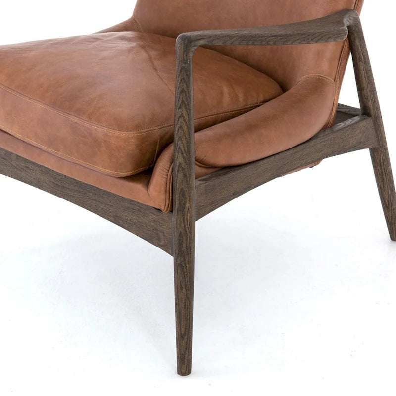Poltrona accent imbottita, poltrona moderna da salotto con gambe in legno massiccio