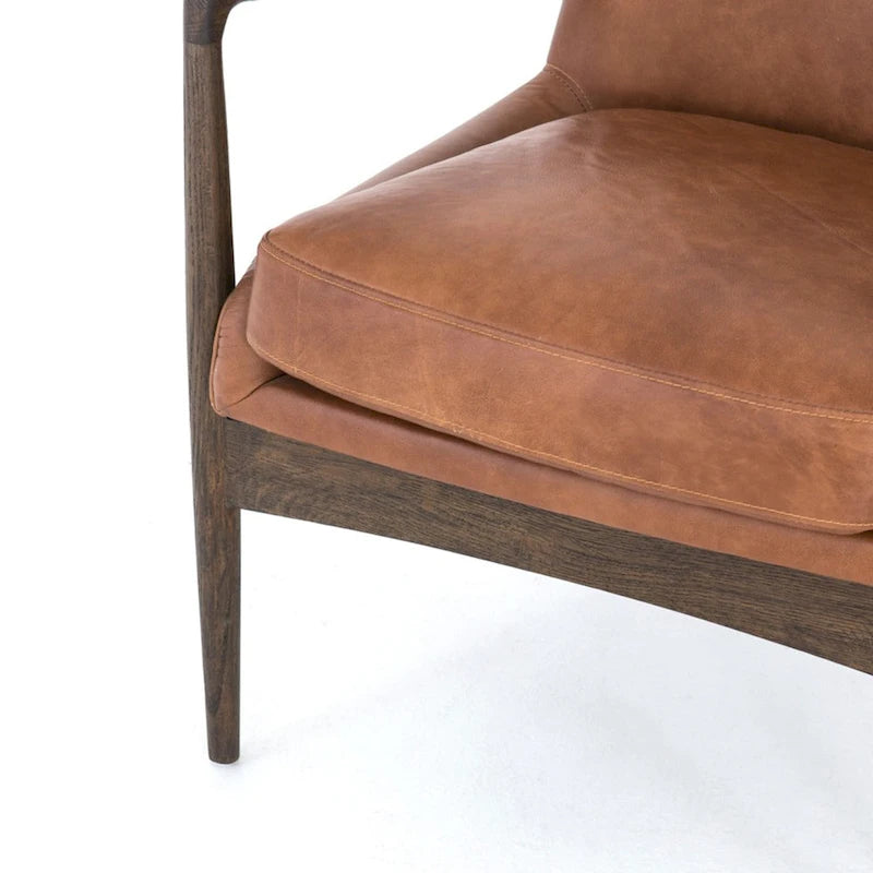 Poltrona accent imbottita, poltrona moderna da salotto con gambe in legno massiccio