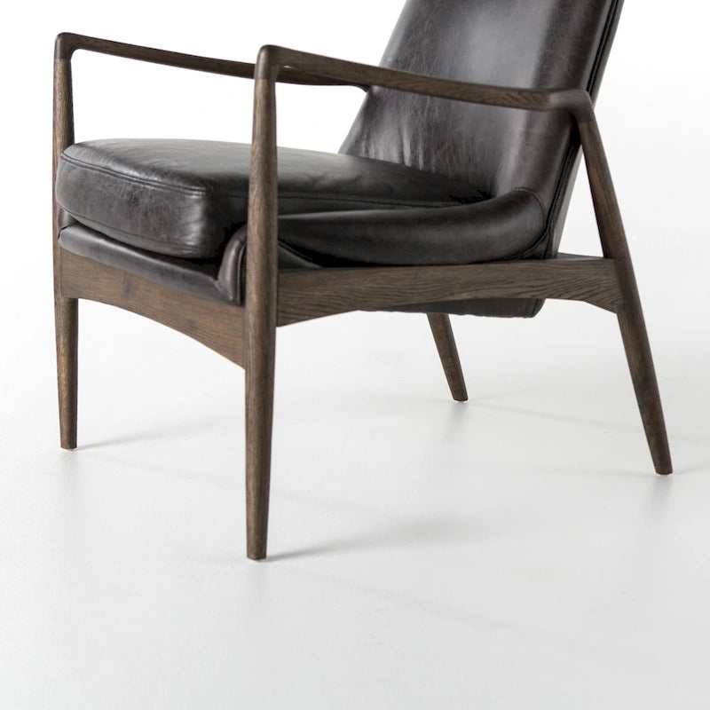 Poltrona accent imbottita, poltrona moderna da salotto con gambe in legno massiccio