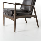 Poltrona accent imbottita, poltrona moderna da salotto con gambe in legno massiccio
