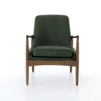 Poltrona accent imbottita, poltrona moderna da salotto con gambe in legno massiccio