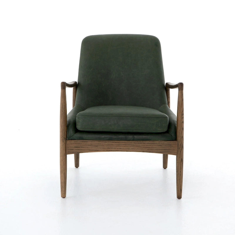 Poltrona accent imbottita, poltrona moderna da salotto con gambe in legno massiccio