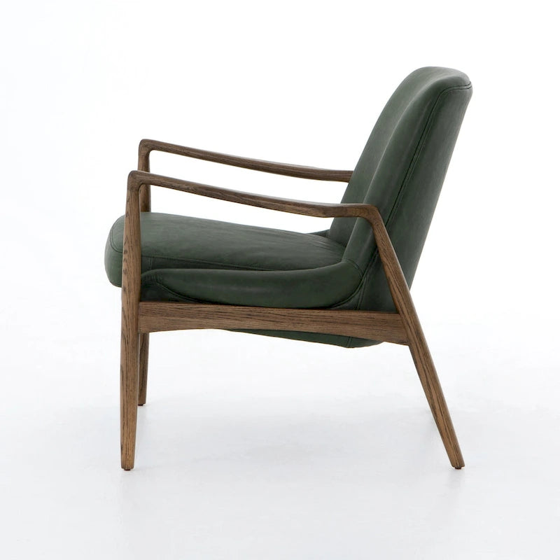 Poltrona accent imbottita, poltrona moderna da salotto con gambe in legno massiccio