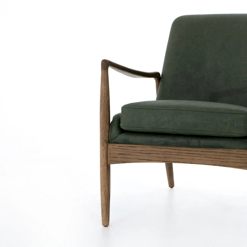 Poltrona accent imbottita, poltrona moderna da salotto con gambe in legno massiccio