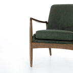 Poltrona accent imbottita, poltrona moderna da salotto con gambe in legno massiccio