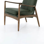 Poltrona accent imbottita, poltrona moderna da salotto con gambe in legno massiccio