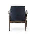 Poltrona accent imbottita, poltrona moderna da salotto con gambe in legno massiccio