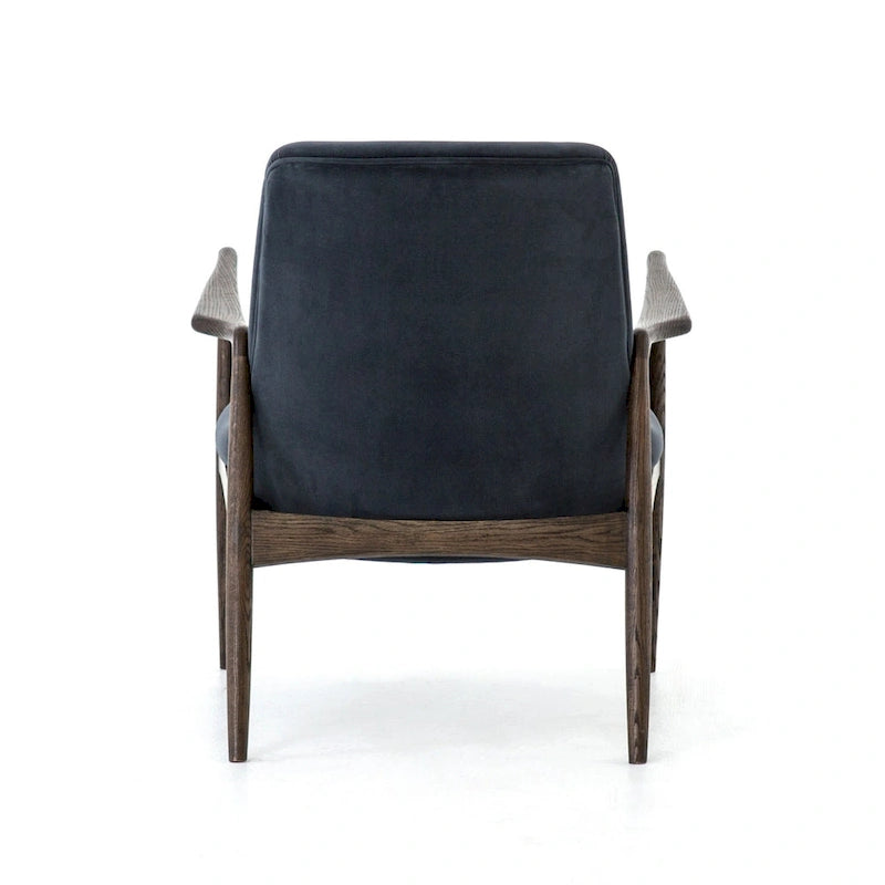 Poltrona accent imbottita, poltrona moderna da salotto con gambe in legno massiccio