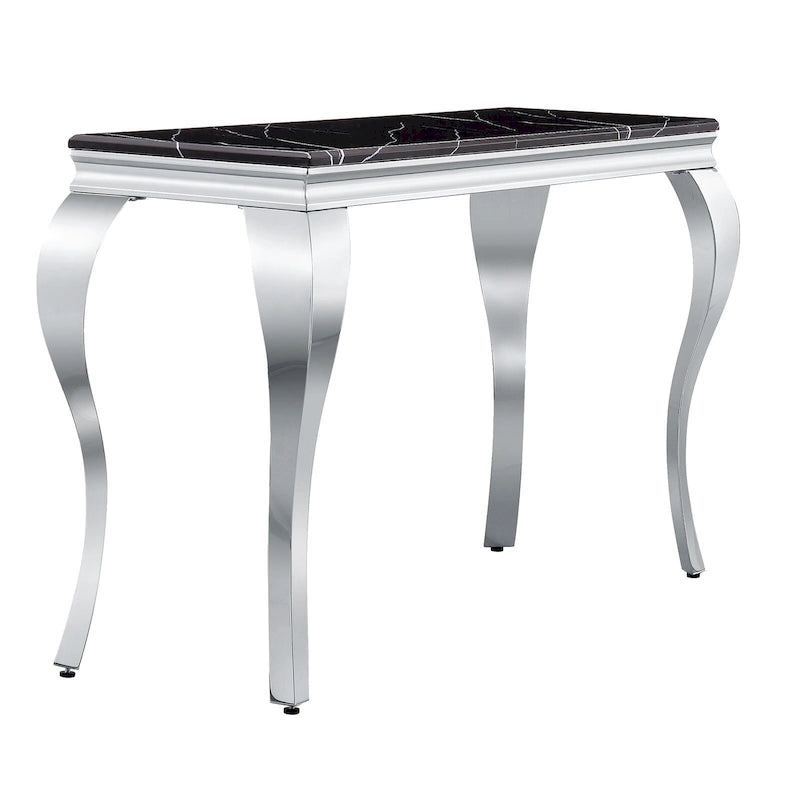Consolle moderna effetto marmo con gambe curve in metallo