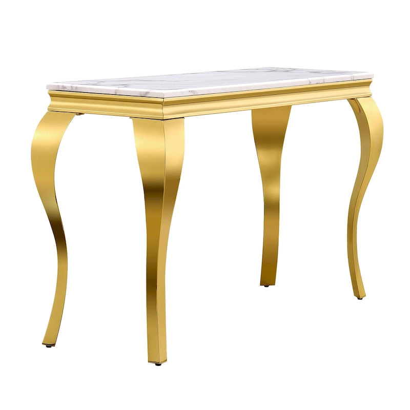 Consolle moderna effetto marmo con gambe curve in metallo