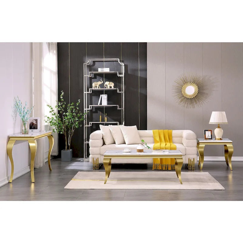 Consolle moderna effetto marmo con gambe curve in metallo