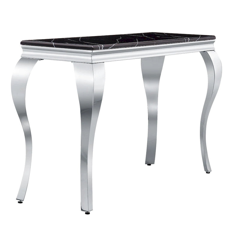Consolle moderna effetto marmo con gambe curve in metallo