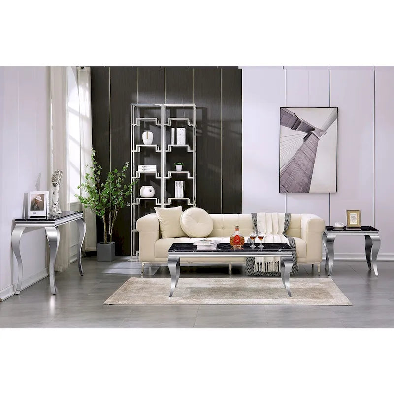 Consolle moderna effetto marmo con gambe curve in metallo