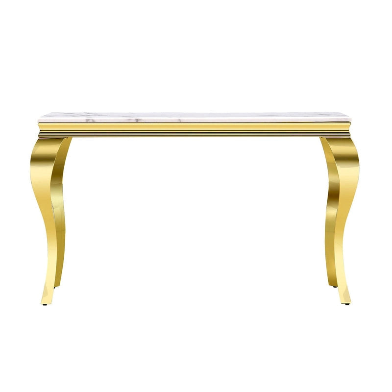 Consolle moderna effetto marmo con gambe curve in metallo