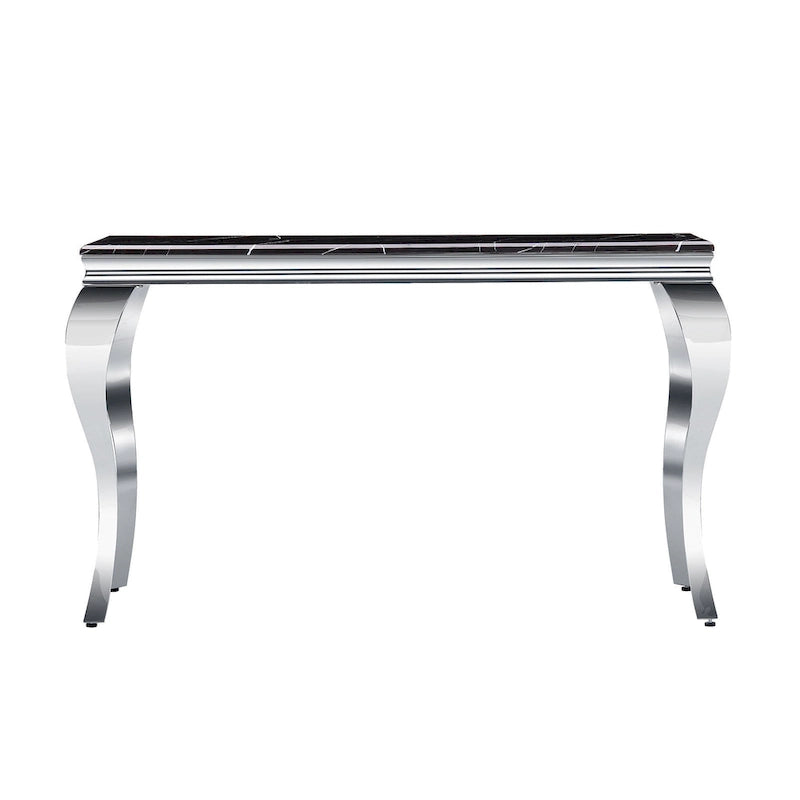 Consolle moderna effetto marmo con gambe curve in metallo