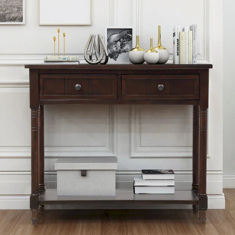 Console moderna con due cassetti e ripiano inferiore