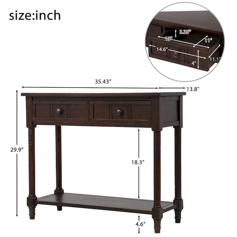 Console moderna con due cassetti e ripiano inferiore